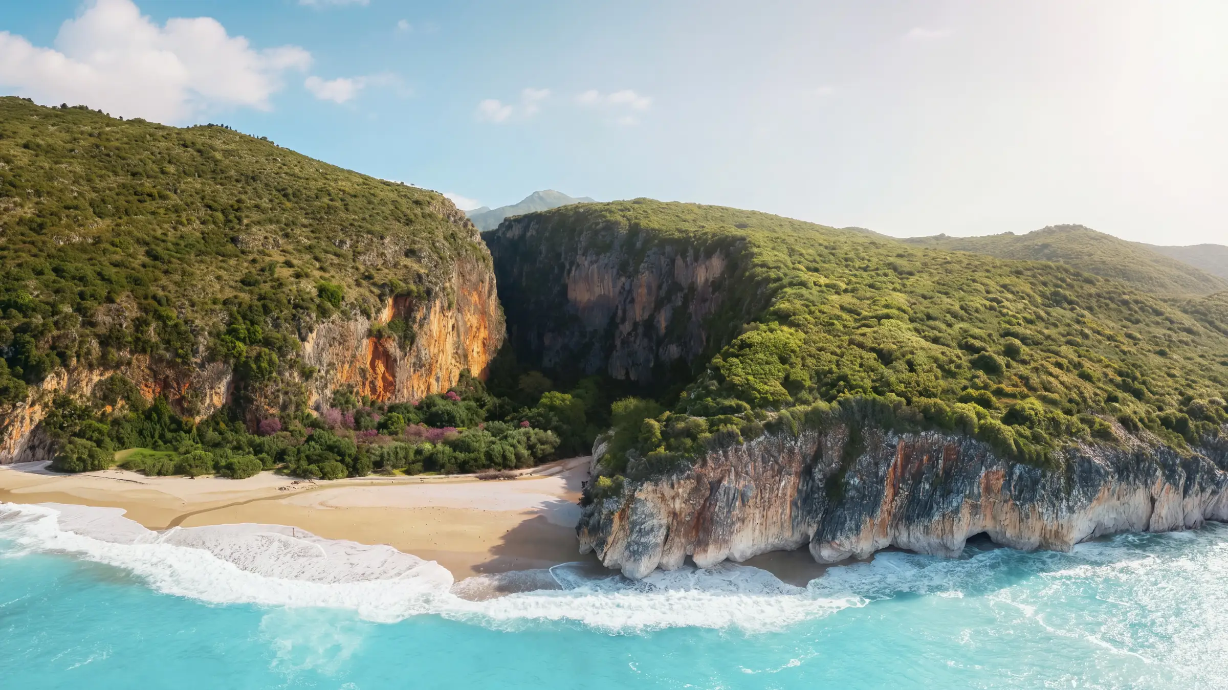 Gjipe beach between the cliffs